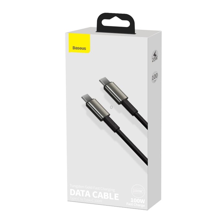Baseus Tungsten Gold Series 100W USB-C / Type-C to USB-C / Type-C Fast Charging Data Cable, Length:1m(Black)