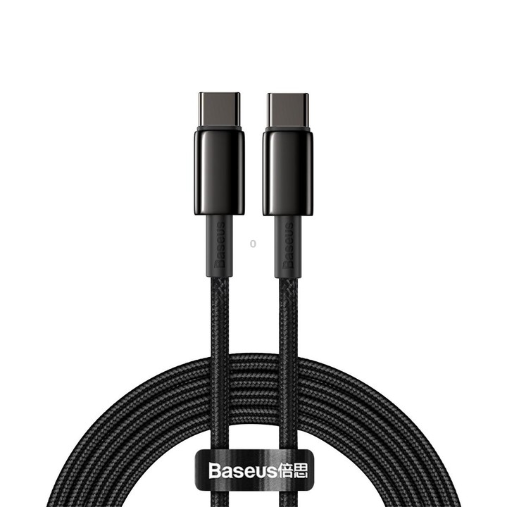 Baseus Tungsten Gold Series 100W USB-C / Type-C to USB-C / Type-C Fast Charging Data Cable, Length:2m(Black)
