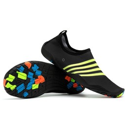 Printed Pattern Non-slip Rubber Thick Bottom Beach Shoes Swimming Shoes Diving Socks for Men, A Pair, Size:41(Black Stripes)