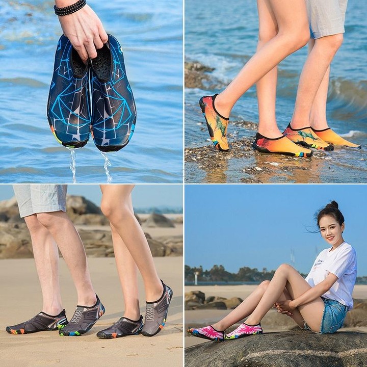 Printed Pattern Non-slip Rubber Thick Bottom Beach Shoes Swimming Shoes Diving Socks for Men, A Pair, Size:41(Black Stripes)