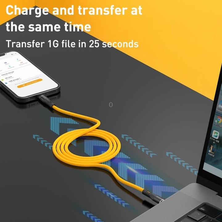 USB-C / Type-C to USB-C / Type-C Liquid Silicone Charging Data Cable, Length: 1.2m(Yellow)