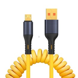 XJ-U101 USB to Micro USB Spring Charging Data Cable, Length: 1.5m(Yellow)