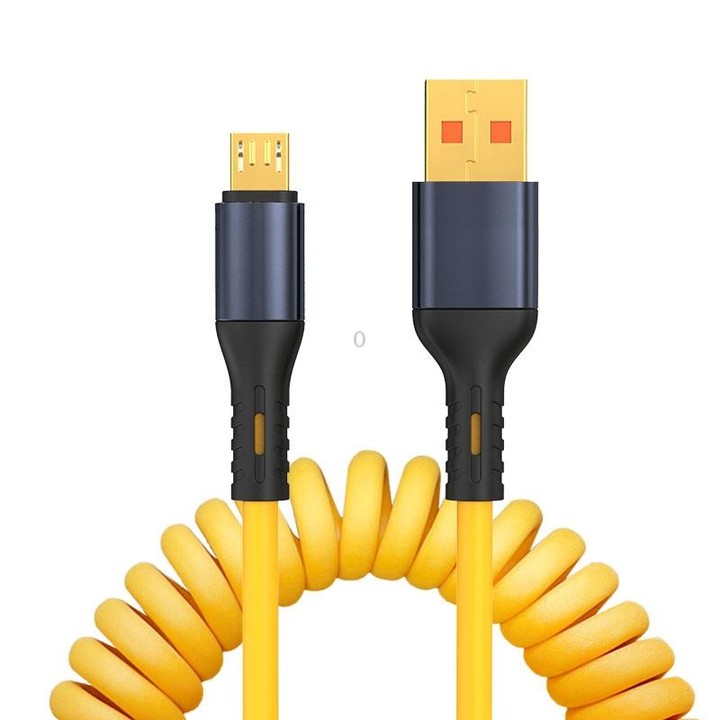 XJ-U101 USB to Micro USB Spring Charging Data Cable, Length: 1.5m(Yellow)