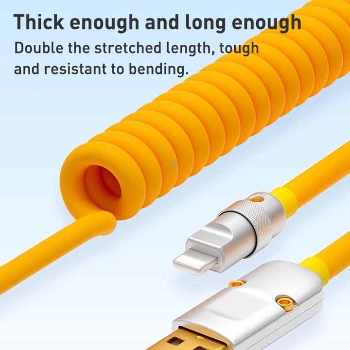 XJ-U101 USB to USB-C / Type-C Spring Charging Data Cable, Length: 1.5m(Yellow)
