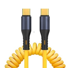 XJ-U101 USB-C / Type-C to USB-C / Type-C Spring Charging Data Cable, Length: 1.5m(Yellow)