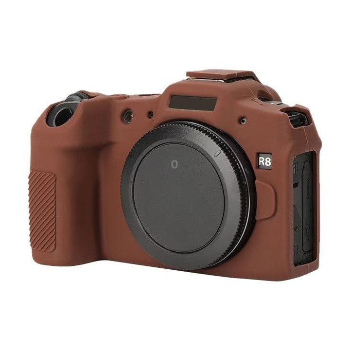 For Canon EOS R8 Soft Silicone Protective Case(Coffee)