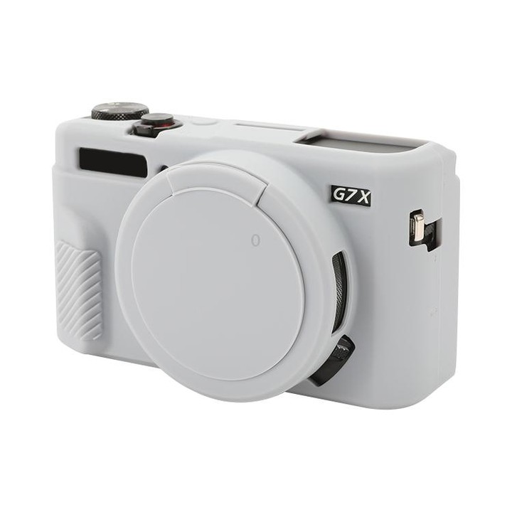 For Canon PowerShot G7 X Mark II / G7X2 Soft Silicone Protective Case with Lens Cover(Grey)