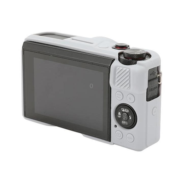 For Canon PowerShot G7 X Mark II / G7X2 Soft Silicone Protective Case with Lens Cover(Grey)