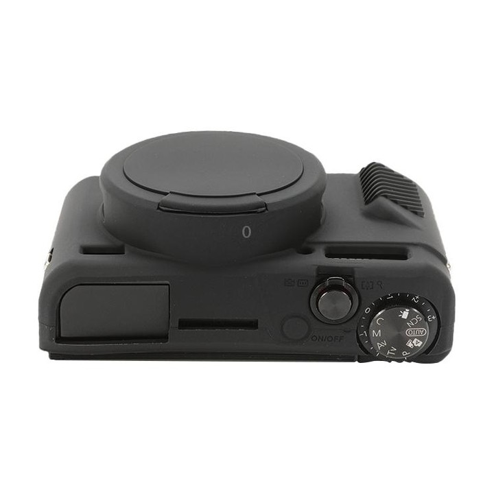 For Canon PowerShot G7 X Mark II / G7X2 Soft Silicone Protective Case with Lens Cover(Black)