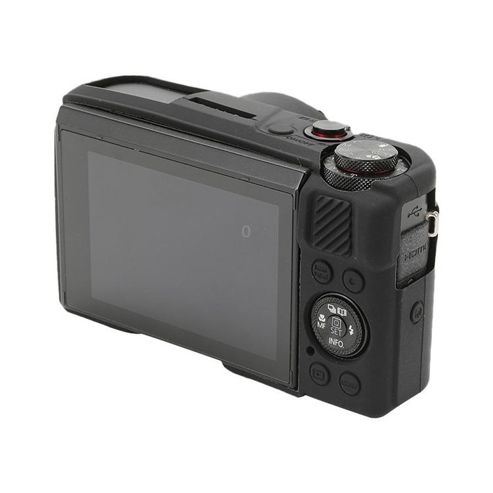 For Canon PowerShot G7 X Mark II / G7X2 Soft Silicone Protective Case with Lens Cover(Black)