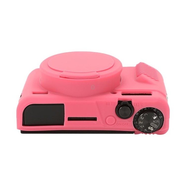 For Canon PowerShot G7 X Mark II / G7X2 Soft Silicone Protective Case with Lens Cover(Peach Red)