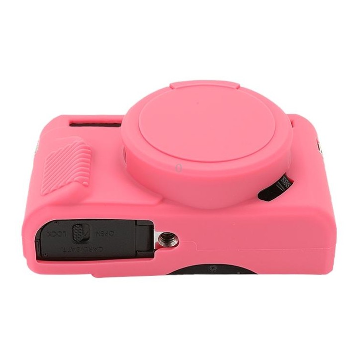 For Canon PowerShot G7 X Mark II / G7X2 Soft Silicone Protective Case with Lens Cover(Peach Red)