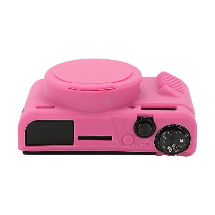 For Canon PowerShot G7 X Mark II / G7X2 Soft Silicone Protective Case with Lens Cover(Rose Red)