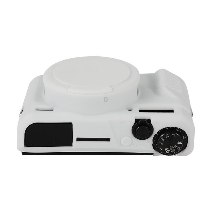 For Canon PowerShot G7 X Mark II / G7X2 Soft Silicone Protective Case with Lens Cover(White)