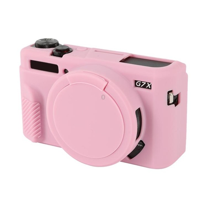 For Canon PowerShot G7 X Mark II / G7X2 Soft Silicone Protective Case with Lens Cover(Pink)