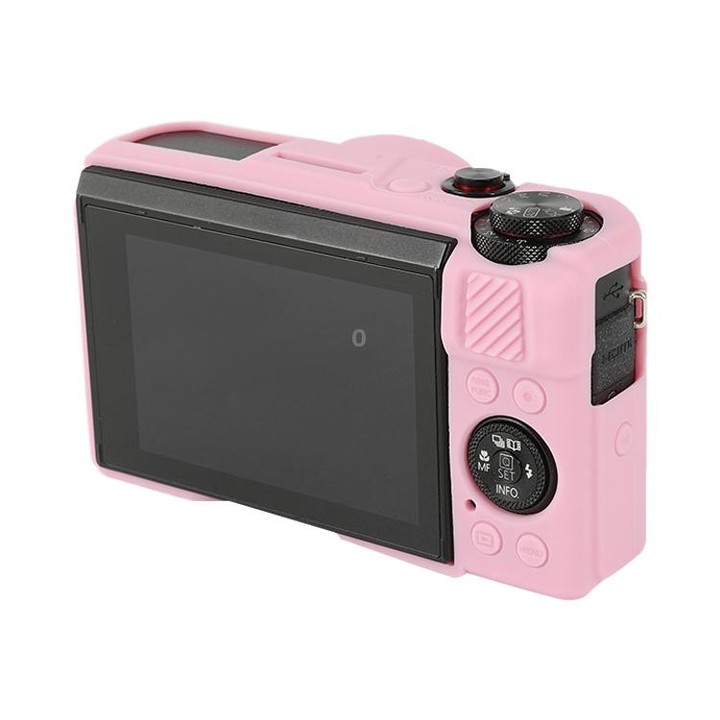 For Canon PowerShot G7 X Mark II / G7X2 Soft Silicone Protective Case with Lens Cover(Pink)