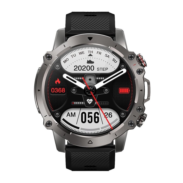 AK56 IP67 BT5.1 1.43inch Smart Watch Support Voice Call / Health Monitoring, Style:Silicone Strap(Black)