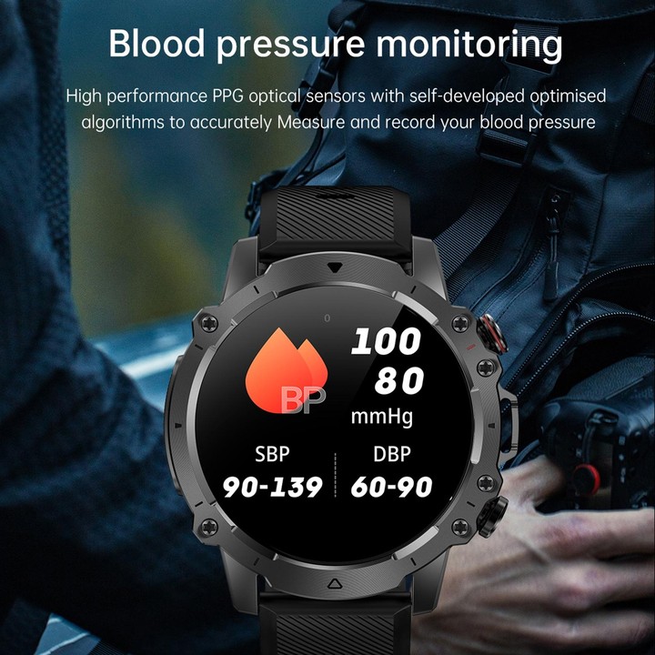 AK56 IP67 BT5.1 1.43inch Smart Watch Support Voice Call / Health Monitoring, Style:Silicone Strap(Silver)