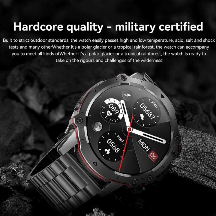 AK56 IP67 BT5.1 1.43inch Smart Watch Support Voice Call / Health Monitoring, Style:Silicone Strap(Silver)