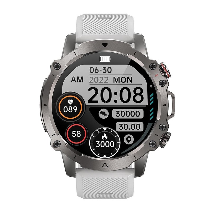 AK56 IP67 BT5.1 1.43inch Smart Watch Support Voice Call / Health Monitoring, Style:Silicone Strap(Silver)