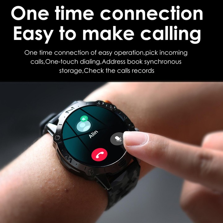 K59 IP67 BT5.0 1.43inch Smart Watch Support Voice Call / Sleep Detection(Camo Blue)