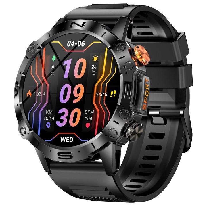 K59 IP67 BT5.0 1.43inch Smart Watch Support Voice Call / Sleep Detection(Black)