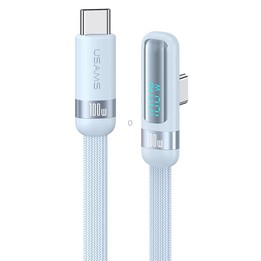 USAMS US-SJ653 PD 100W USB-C/Type-C to USB-C/Type-C Aluminum Alloy Digital Display Fast Charging Elbow Data Cable, Length: 1.2m(