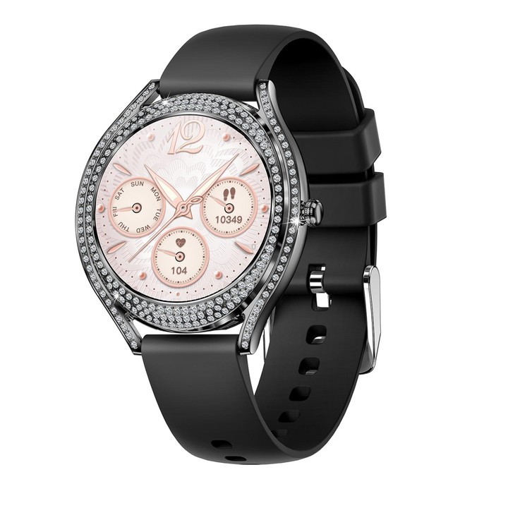 V66 1.28inch BT5.0 Smart Watch Support Heart Rate/ Sleep Detection, Style:Silicone Strap(Black)