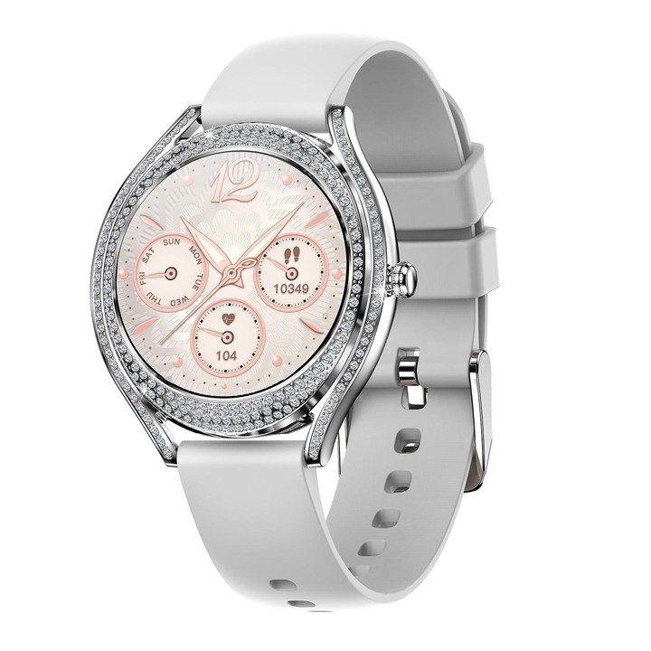 V66 1.28inch BT5.0 Smart Watch Support Heart Rate/ Sleep Detection, Style:Silicone Strap(Silver)