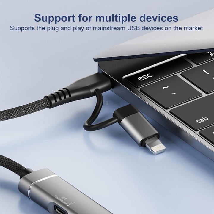 5 in 1 USB-C / Type-C to USB-C / Type-C + USB + SD & TF Card Reader