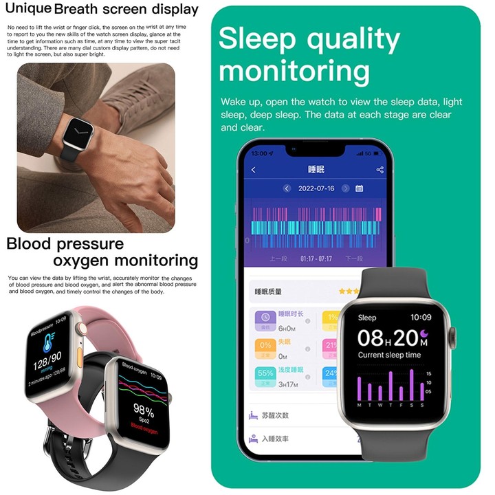 Q9 Smart Bracelet, 2.01 inch Waterproof Smart Watch, BT Call / Heart Rate / Blood Pressure / Blood Oxygen(Pink Gold)