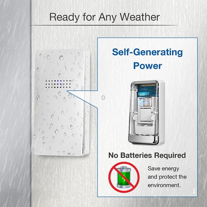 C302B One to Two Home Wireless Doorbell Temperature Digital Display Remote Control Elderly Pager, EU Plug(White)