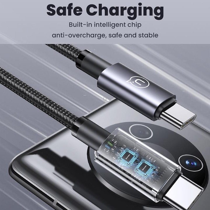 USAMS US-SJ661 Type-C To Type-C 60W Fast Charge Data Cable, Length: 1.2m(Black)