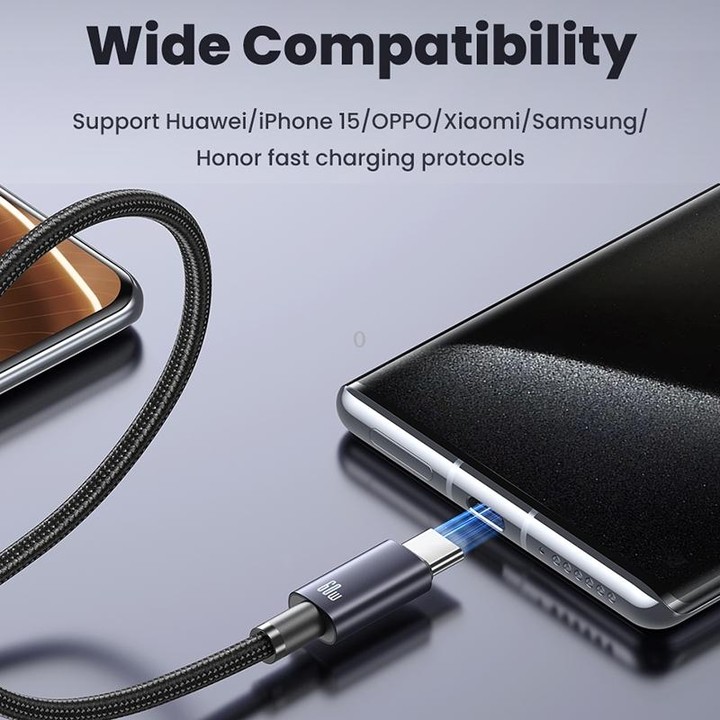 USAMS US-SJ661 Type-C To Type-C 60W Fast Charge Data Cable, Length: 1.2m(Black)
