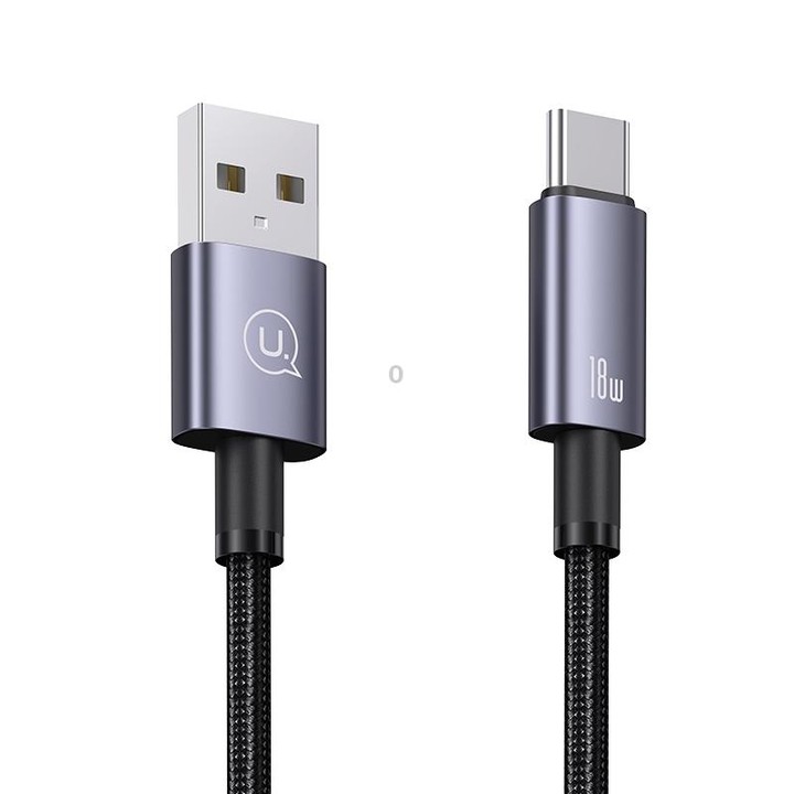USAMS US-SJ663 USB To Type-C 3A Fast Charge Data Cable, Length: 1.2m(Black)