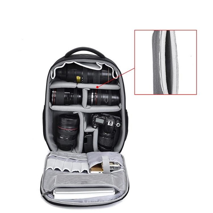 CADeN W9 Travel Lens Pouch Bag Drone Camera Backpack Bag(Black)