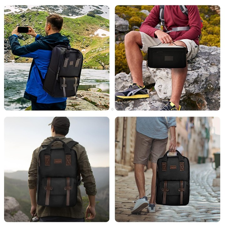 Cwatcun D78 Camera Laptop Backpack Bag With Detachable Insert Camera Case(Black)