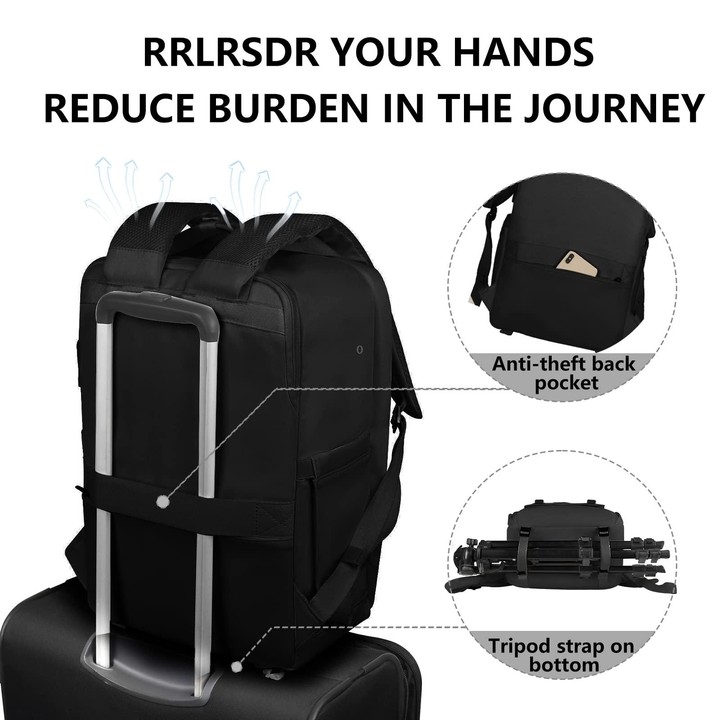 Cwatcun D78 Camera Laptop Backpack Bag With Detachable Insert Camera Case(Black)