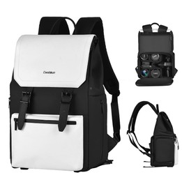 Cwatcun D79 Camera Backpack Multi-Functional Camera Dual Shoulders Bag, Size:40.5 x 28 x 17.5cm Small(Black White)