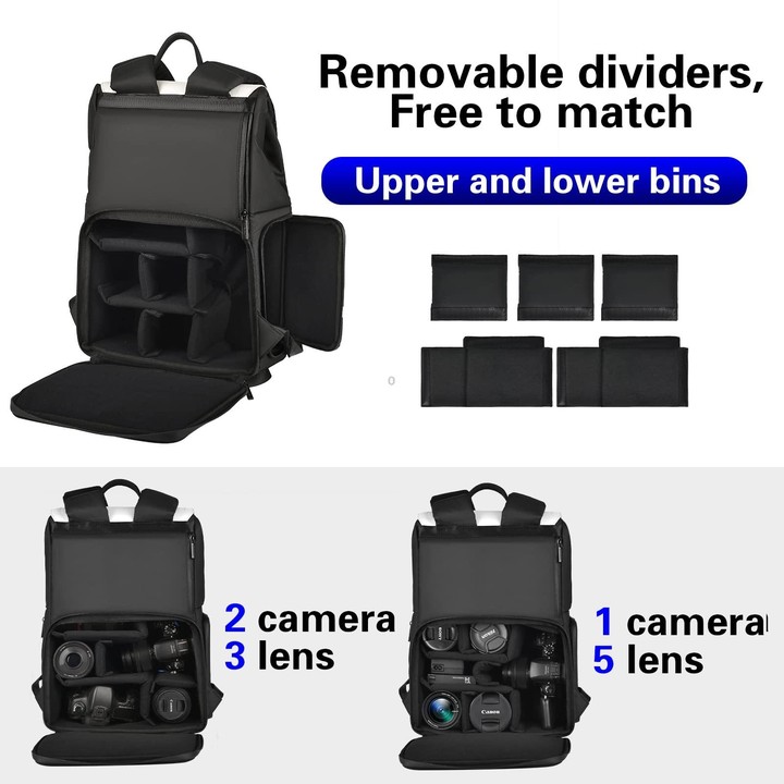 Cwatcun D79 Camera Backpack Multi-Functional Camera Dual Shoulders Bag, Size:43.5 x 30.5 x 18cm Large(Black White)