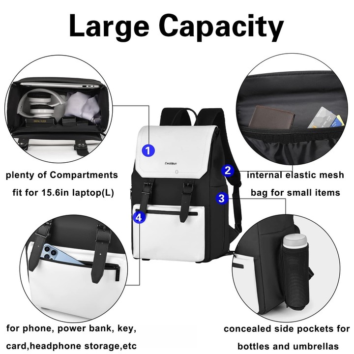 Cwatcun D79 Camera Backpack Multi-Functional Camera Dual Shoulders Bag, Size:43.5 x 30.5 x 18cm Large(Black White)