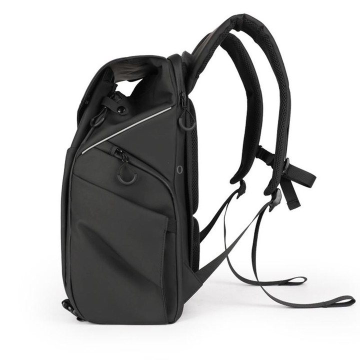 Cwatcun D89 Camera Backpack Waterproof Leather Film 15.6 Laptop Sleeve Bag, Size:43.5 x 33 x 22.5cm(Black)