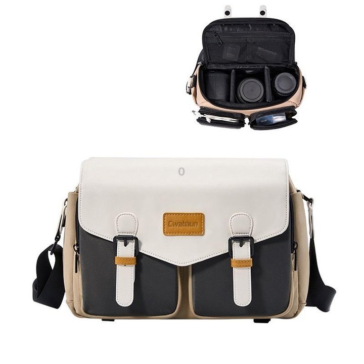 Cwatcun D99 Contrast Color Single Shoulder Camera Bag Outdoor Camera Bag Professional Crossbody Handbag, Size:25.5 x 10.5 x 18cm