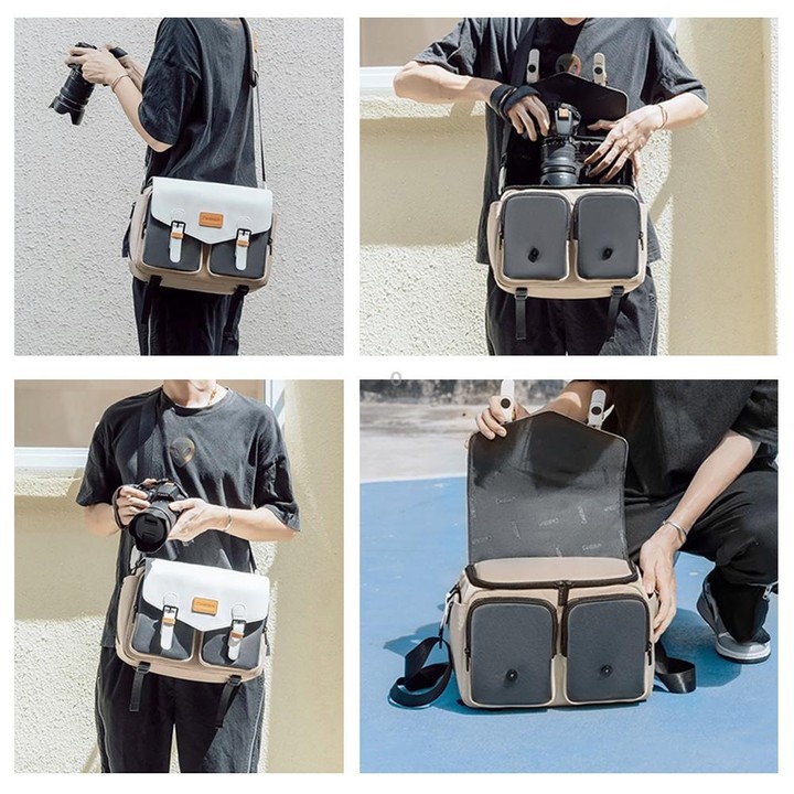 Cwatcun D99 Contrast Color Single Shoulder Camera Bag Outdoor Camera Bag Professional Crossbody Handbag, Size:25.5 x 10.5 x 18cm