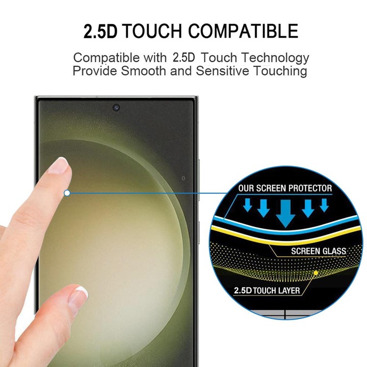 For Samsung Galaxy S23 Ultra 5G 25pcs Full Glue Screen Tempered Glass Film, Support Fingerprint Unlocking