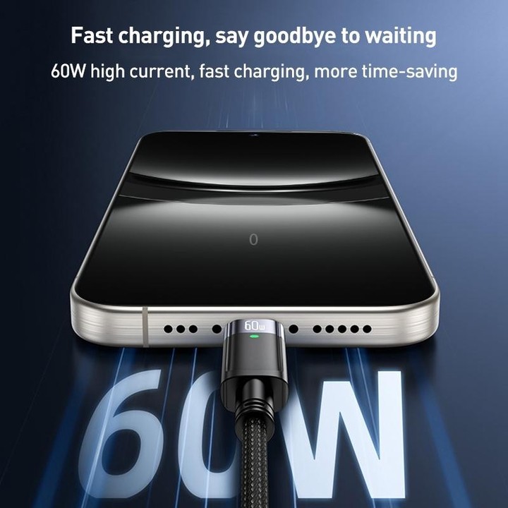 YESIDO CA160 1.2m 60W USB-C / Type-C to Type-C Auto Power-off Charging Cable(Black)