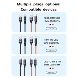 TOTU CB-7-T 30W USB to USB-C / Type-C Digital Display Fast Charging Silicone Cable, Length: 1m(Black)