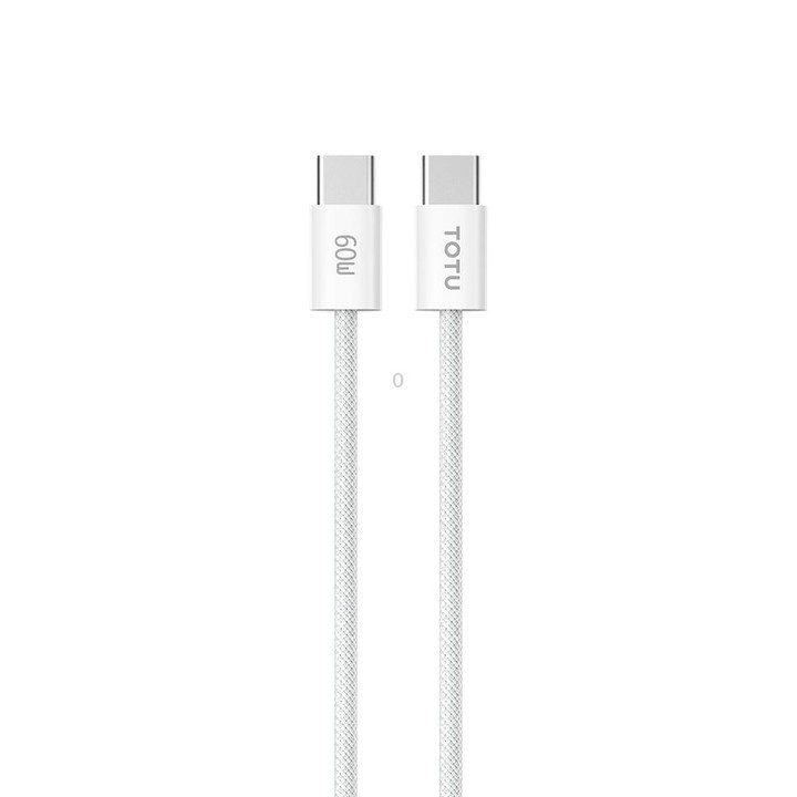 TOTU CB-10-CC 60W USB-C / Type-C to Type-C Silicone Braided Data Cable, Length:1.2m(White)