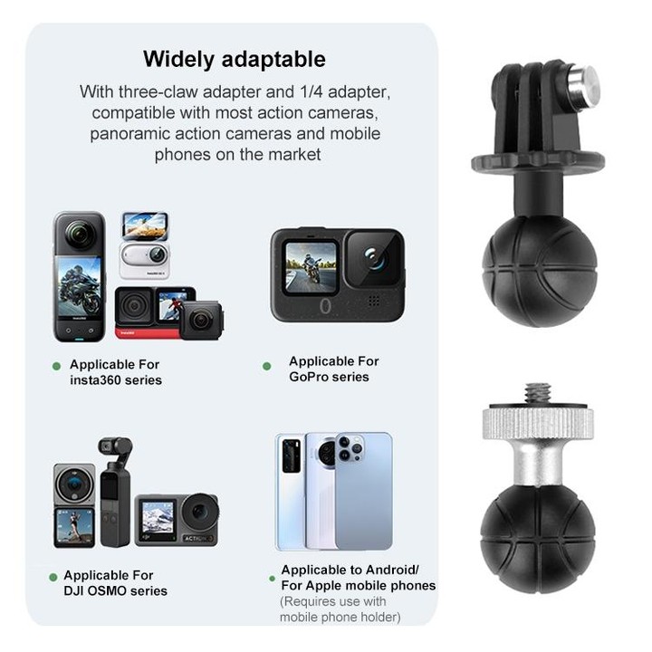 RUIGPRO Crab Clamp Action Camera Bracket 3-claw Ball Head Mount