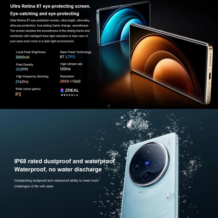 vivo X100, 16GB+1TB, Face ID / Fingerprint Identification, 6.78 inch Android 14 OriginOS 4 Dimensity 9300 Octa Core 3.25GHz, OTG